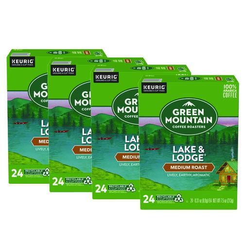 Green Mountain Coffee Lake and Lodge Coffee K-Cups, Medium Roast, 96/Carton