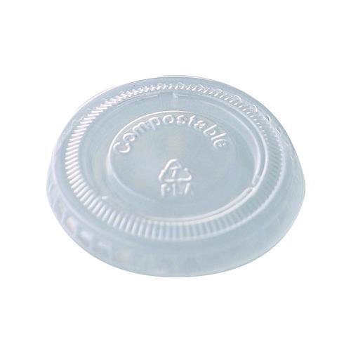 World Centric PLA Clear Cold Cup Lids, Fits 1 oz Portion Cups, Plastic, Clear, 3,000/Carton