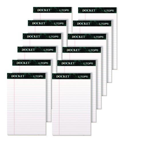 TOPS Docket Ruled Perforated Pads, Narrow Rule, (50) White 5 x 8 Sheets, 12/Pack