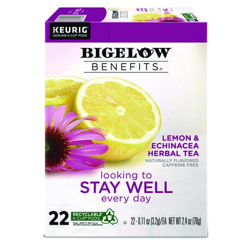 Bigelow Benefits Lemon and Echinacea Herbal K-Cup, 0.11 oz, 22/Box
