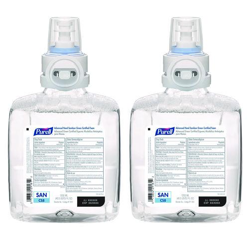 PURELL Advanced Hand Sanitizer Green Certified Foam Refill, For CS8 Dispensers, 1,200 mL, Fragrance-Free, 2/Carton