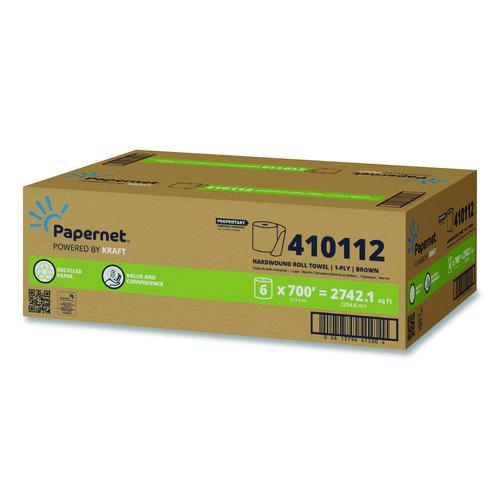 Papernet HyTech Seas Hardwound Roll Towel Kraft, 1-Ply, 7.9" x 700 ft, Brown, 6/Carton