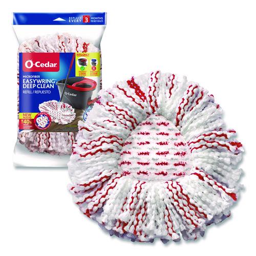 O-Cedar EZWring Deep Clean Refill, Patented Microfiber, Custom Size for EZ Wring Mop Systems, Red/White, 4/Carton