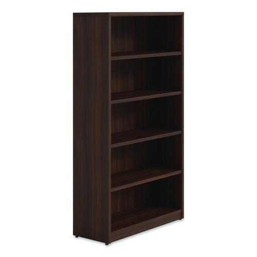 Alera Seville Bookcase, Five-Shelf, 36w x 14d x 65h, Mahogany
