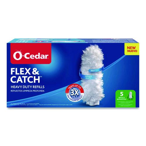 O-Cedar Flex and Catch Duster Heavy-Duty Refills, Polyester, White, 5/Pack, 4 Packs/Carton