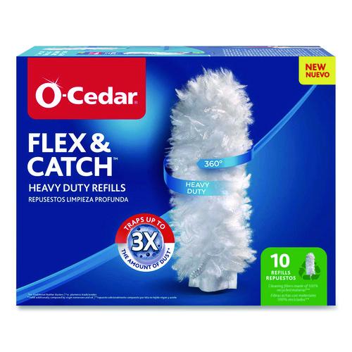 O-Cedar Flex and Catch Duster Heavy-Duty Refills, Polyester, White, 10/Pack