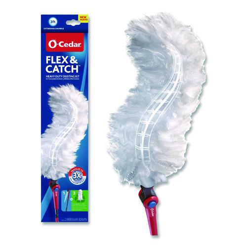 O-Cedar Flex and Catch Heavy-Duty Dusting Kit, 1 Duster Wand and 3 Refills