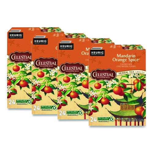 Celestial Seasonings Mandarin Orange Spice Herb Tea, 0.13 oz K-Cups, 96/Carton