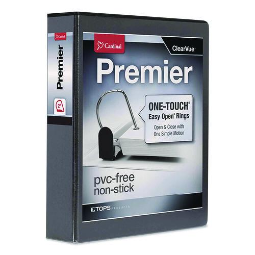 Cardinal Premier Easy Open ClearVue Locking Slant-D Ring Binder, 3 Rings, 2" Capacity, 11 x 8.5, Black