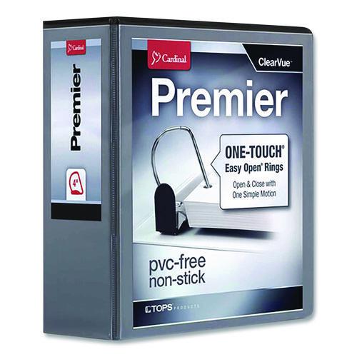 Cardinal Premier Easy Open ClearVue Locking Slant-D Ring Binder, 3 Rings, 4" Capacity, 11 x 8.5, Black