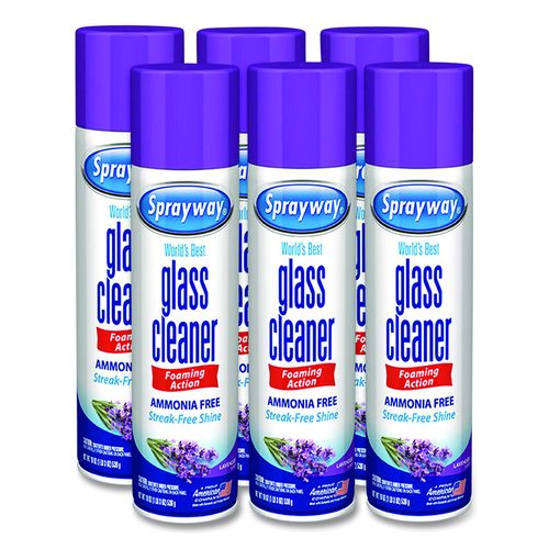 Sprayway Glass Cleaner, 19 oz Aerosol Spray, 6/Carton