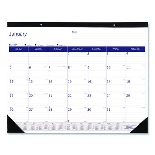 Blueline DuraGlobe Monthly Desk Pad Calendar, 22 x 17, White/Blue/Gray Sheets, Black Binding/Corners, 12-Month (Jan to Dec): 2026