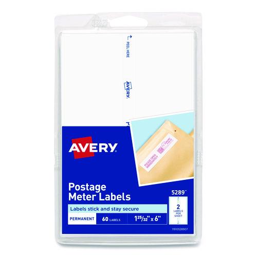 Avery Postage Meter Labels for Personal Post Office, 1.78 x 6, White, 2/Sheet, 30 Sheets/Pack, (5289)