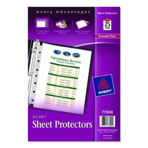 Avery Mini Size Heavyweight Diamond Clear Sheet Protector, Side: 7-Hole Punched, Top Load 8.5 x 5.5 Insert, Clear Front, 25/Pack