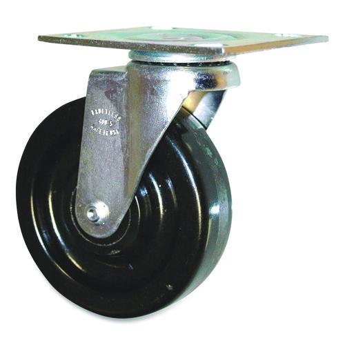 Rubbermaid Commercial 5-Inch Swivel Plate Caster, 4.5" x 3.75" Plate Stem, Black