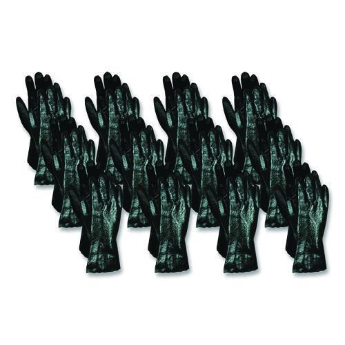 MCR Safety Smooth Finish Single Dipped PVC Gloves, 18" Long, Black, 12 Pairs