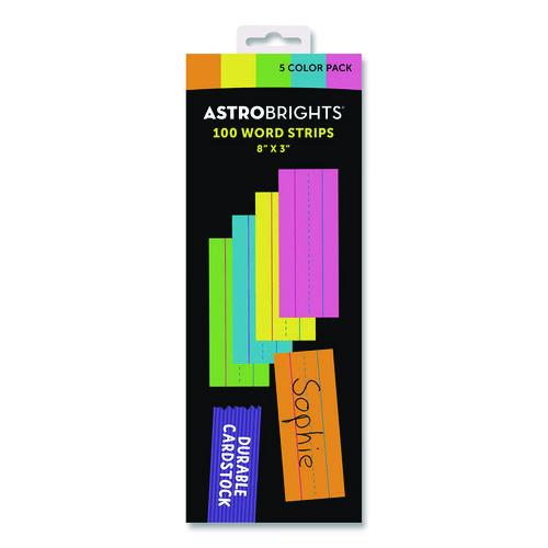 Astrobrights Five-Color Ruled Word Strips, 8" x 3", Assorted Colors, 100/Pack