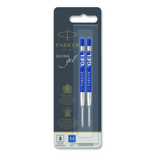 Parker Refill for Parker Retractable Gel Ink Roller Ball Pens, Medium Conical Tip, Blue Ink, 2/Pack