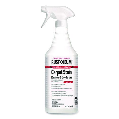 Rust-Oleum Professional Carpet Stain Remover Plus Deodorizer, Lemon Scent, 32 oz Spray Bottle, 6/Carton