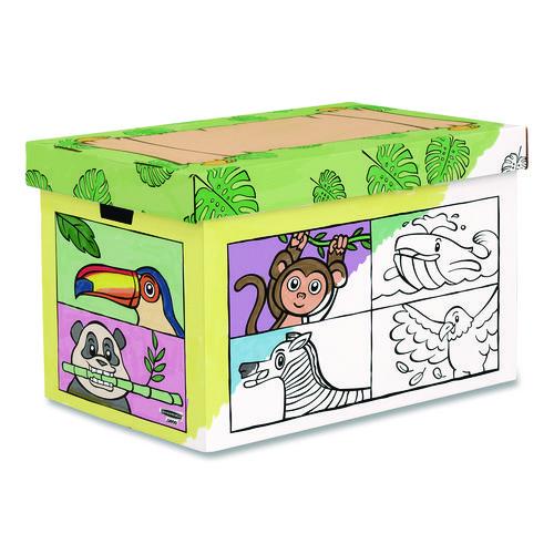Bankers Box At Play Color in Toy Box, Animal Design, 1 Section, 39.27 gal, 5.25 Cu Ft, 28" x 18" x 18", White/Black