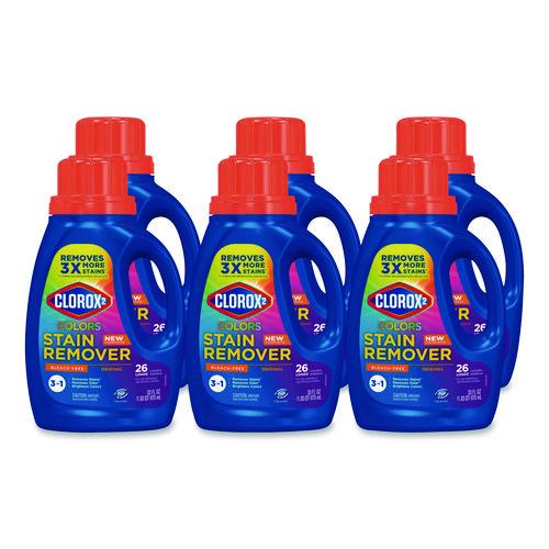 Clorox 2 For Colors Stain Remover and Laundry Additive, Bleach Free, Original Scent, 33 oz Bottle, 6/Carton