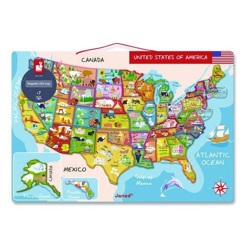 Janod Cardboard United States Map Puzzle, Grades 2 to 7, 48 Pieces