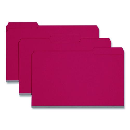 Smead Expanding Recycled Heavy Pressboard Folders, 1/3-Cut Tabs: Assorted, Legal Size, 1" Expansion, Bright Red, 25/Box