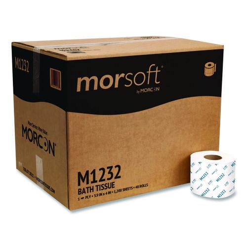 Morcon Tissue Morsoft Controlled Bath Tissue, Septic Safe, 1-Ply, White, 1,200 Sheets/Roll, 48 Rolls/Carton