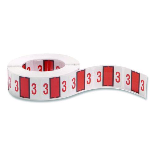 Smead Numerical End Tab File Folder Labels, 3, 1 x 1.25, White, 500/Roll