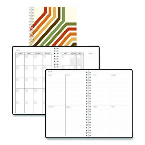 House of Doolittle Recycled Non-Dated Monthly/Weekly Planner, 70's Stripes, Multicolor Cover, Undated
