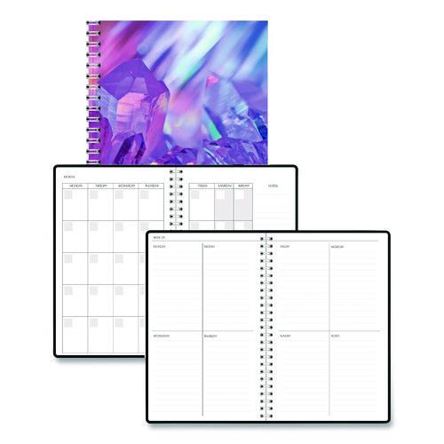 House of Doolittle Recycled Non-Dated Monthly/Weekly Planner, Crystals, Blue/Pink/White Cover, Undated