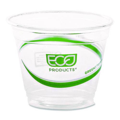 Eco-Products GreenStripe Renewable and Compostable Cold Cups, 9 oz, Plastic, Clear, 50/Pack, 20 Packs/Carton
