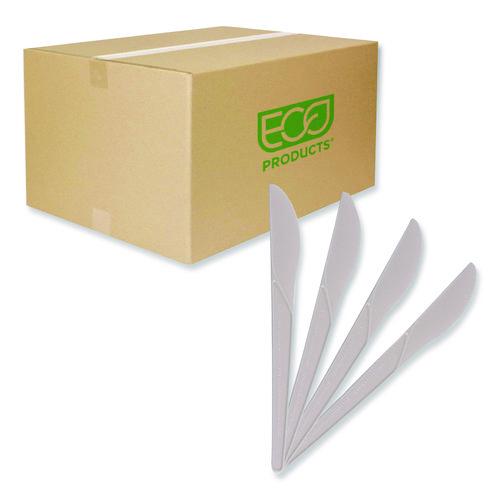 Eco-Products Plantware Compostable Cutlery, Knife, Plastic, Pearl White, 50/Pack, 20 Packs/Carton