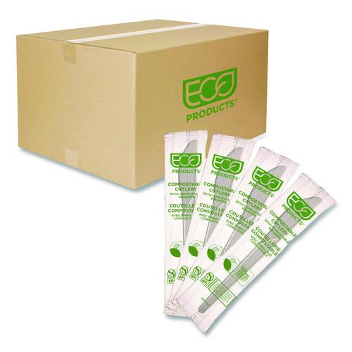 Eco-Products Plantware Compostable Cutlery, Knife, Plastic, White, 1,000/Carton