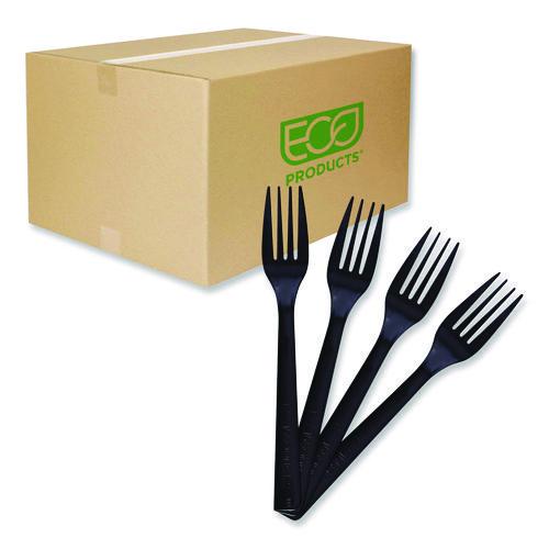 Eco-Products 100% Recycled Content Cutlery, Fork, Plastic, Black, 50/Pack, 20 Packs/Carton