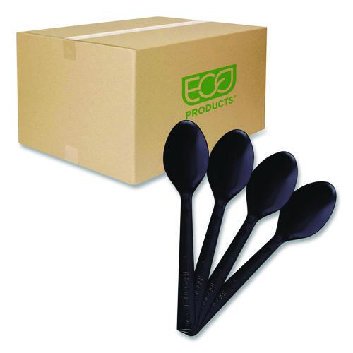 Eco-Products 100% Recycled Content Cutlery, Spoon, Plastic, Black, 50/Pack, 20 Pack/Carton