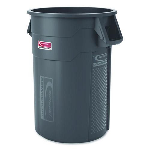 Suncast Commercial Injection Molded Utility Trash Can, 44 gal, Plastic/Resin, Gray