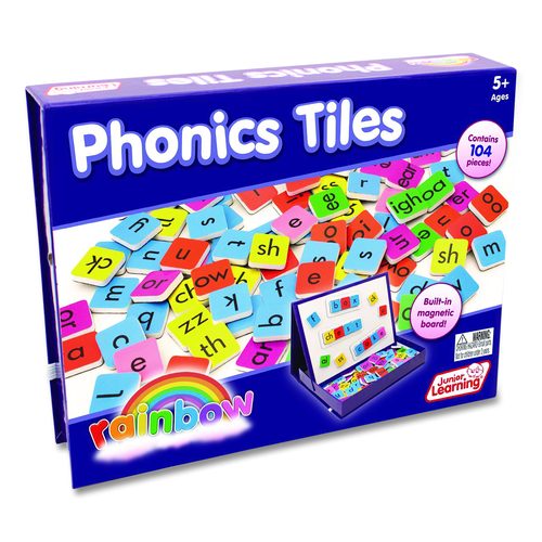 Junior Learning Inc Rainbow Phonics Tiles, Grades K to 2, 104 Pieces