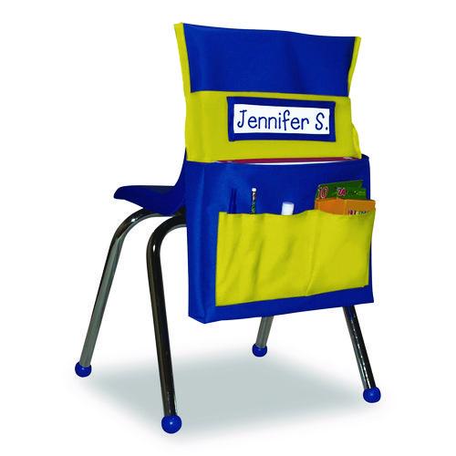 Carson-Dellosa Education Chairback Buddy for Student Chairs with a Back Width Up to 15", Medium, 15 x 1.5 x 19, Fabric, Blue/Yellow