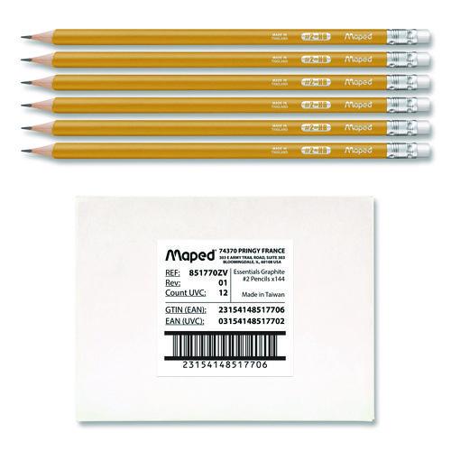 Maped Helix Essentials Triangular Pre-Sharpened Pencils, HB (#2), Black Lead, Yellow Barrel, 144/Box