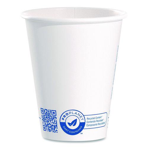 SOLO Recycled Content PCF Paper Hot Cups, ProPlanet Seal, 8 oz, White, 50/Pack