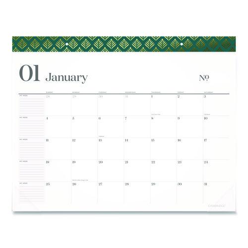 Cambridge WorkStyle Monthly Desk Pad Calendar, 21.75 x 17, White Sheets, Teal Headband/Clear Corners, 12-Month (Jan-Dec): 2026