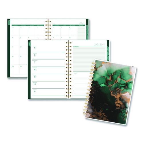 Cambridge Emerald Isle Weekly/Monthly Planner, 8.5 x 5.5, Green Marbled Cover, 12-Month (Jan-Dec): 2026