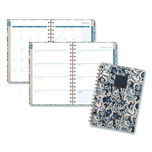 Cambridge Elizabeth Weekly/Monthly Planner, 8.5 x 5.5, Floral Artwork, Blue Cover, 12-Month (Jan-Dec): 2026