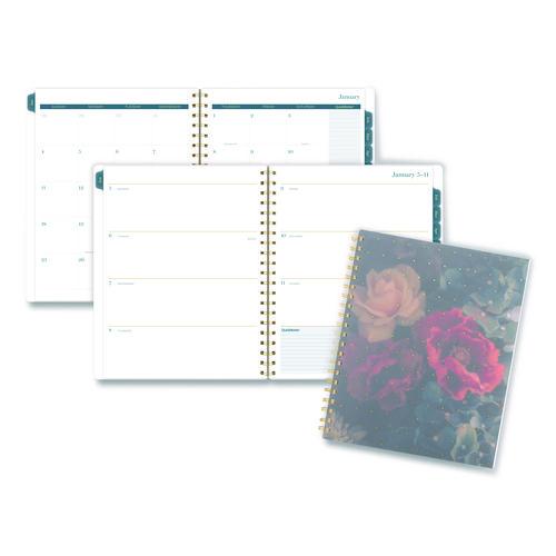 Cambridge Midnight Garden Weekly/Monthly Planner, 11 x 8.5, Floral Artwork, Black/Pink/Green Cover, 12-Month (Jan-Dec): 2026