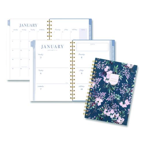 Cambridge Weekly/Monthly Calista Floral Planners, 8.5 x 5.5, Floral Artwork, Blue/Purple/Green Cover, 13-Month: Jan 2026 to Jan 2027