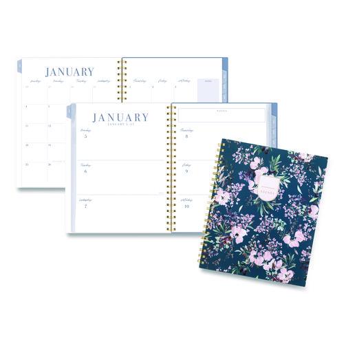 Cambridge Weekly/Monthly Calista Floral Planners, 11 x 8.5, Floral Artwork, Blue/Purple/Green Cover, 13 Month: Jan 2026 to Jan 2027
