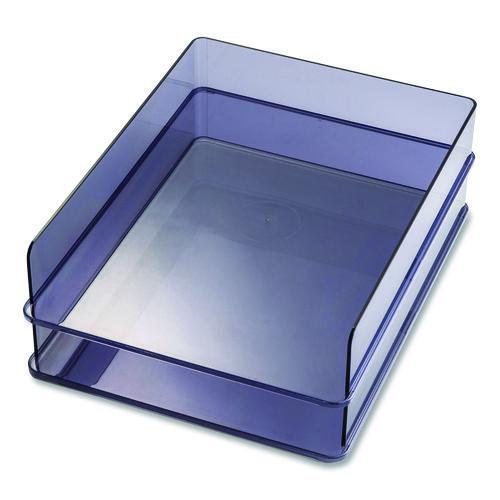 Officemate Recycled Plastic Letter Tray, 1 Section, Letter Size Files, 10.16" x 12.8" x 2.76", Translucent Ash, 2/Pack