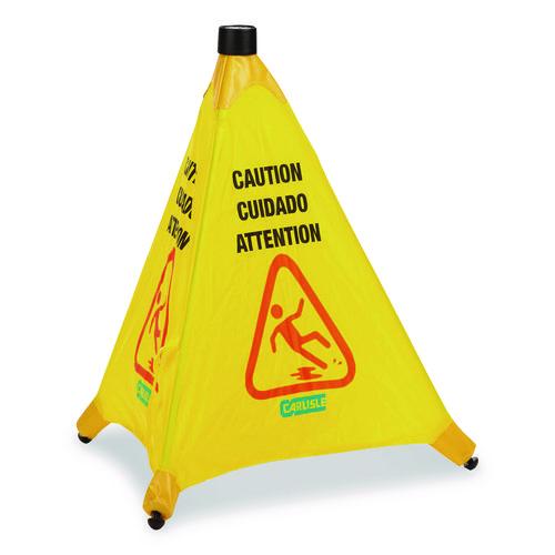 Carlisle Pop-Up Caution Cone, 18 x 22.25 x 20, Yellow