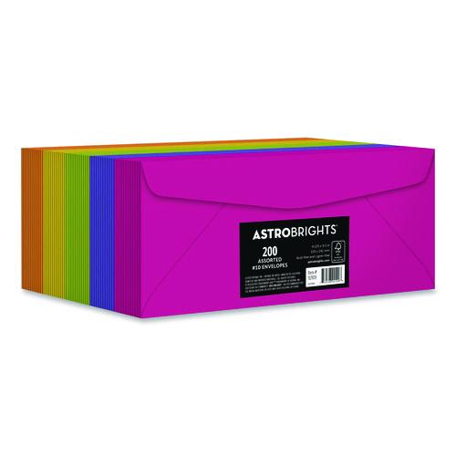 Astrobrights Bulk Envelopes, #10, Bankers Flap, Gummed Closure, Assorted Colors, 200/Pack